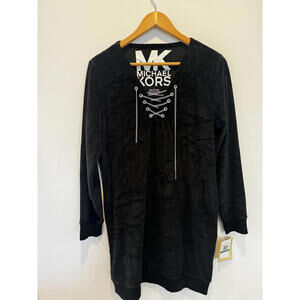 Michael Kors Black Long Sleeve Lace-Up Dress Size Large NWT